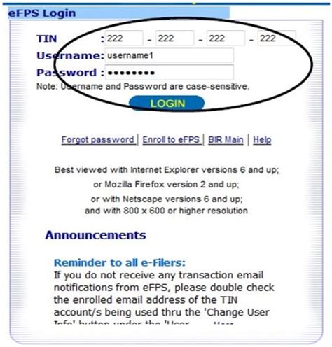 efps login registration